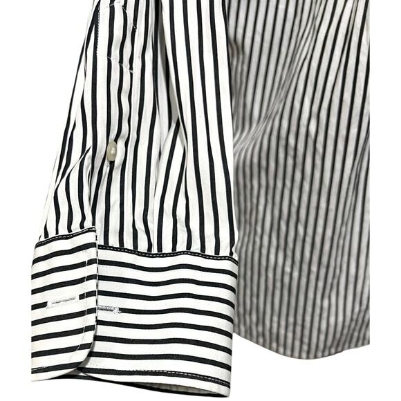 Lauren Ralph Lauren Women's Striped Top Button Up Black Embroidered Crest Sz M - Picture 5 of 11